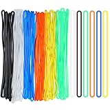 42Pcs 6' Plastic Loops Luggage Straps for Suitcase PVC Colourful Luggage Tags Loops Worm Loop for Travel ID Cards, Orange Black Clear Purple Green Yellow