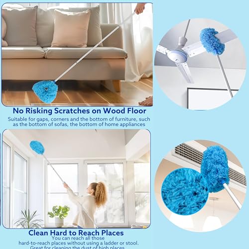 Image of HUBTURE Fan Cleaner Brush with Long Rod | Microfiber Feather Duster with Extendable Telescopic Pole (13-50 Inches) | Double-Sided Washable Duster for Ceiling Fans, Windows, Blinds & Home Cleaning