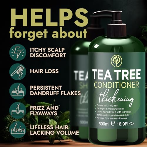 Terramed Just Think Comfort Tea Tree Shampoo And Conditioner Set | Thinning Hair Loss Treatment For Men And Women thumb #1