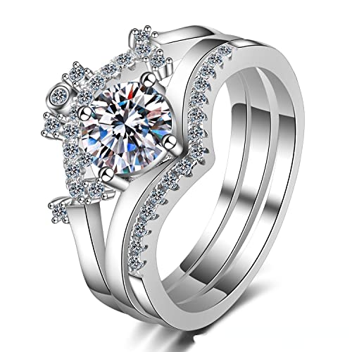 Bague couronne Moissanite 0.8ct au fini platine impérial