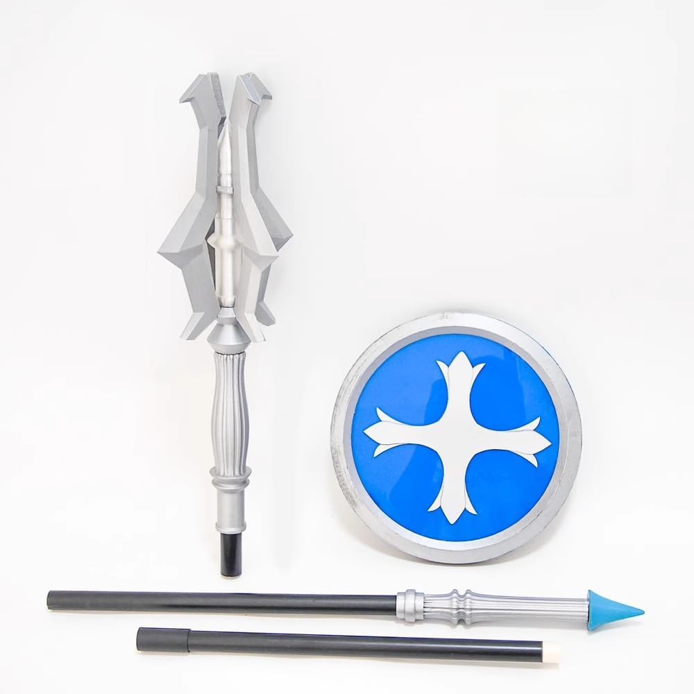 Maiden Cosplay Staff Spear Shield Ice Rose Props Can Emit Light for Halloween