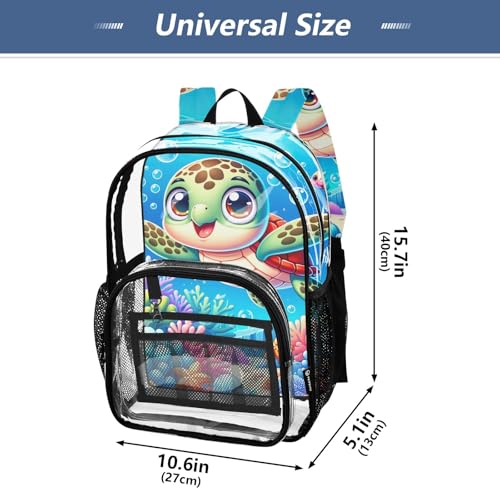 Women Clear Backpack Cute Cute Cartoon Green Turtle Boys Backpacks for Girls Plastic See through Bookbag4