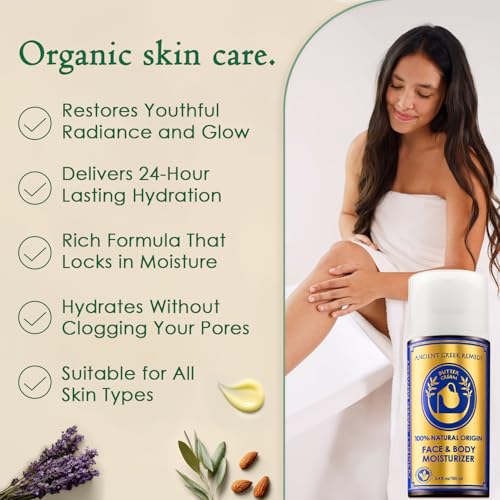 Image of Organic Face Moisturizer for Dry Skin, Hydrating Facial & Body Butter Cream | Anti Aging Moisturizer Nourishes & Softens Mature & Sensitive Skin, Natural Face & Body Butter with Vitamin E & Rosehip Oil