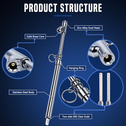Image of 10-Pack Heavy Duty Dual Head Tire Pressure Gauge (10-150 PSI, 1-10 Bar) for Semi Trucks, RVs, Cars, Motorcycles - 12 Inch