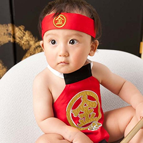 [京のみやび]金太郎変身2点セット はちまき・腹かけ nkp 100日-2才兼用(70cm 80cm 90cm)