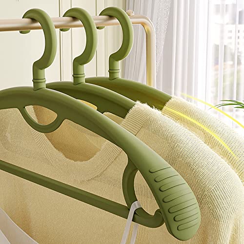 Kunststoff-Kleiderbügel, extra dicker Kunststoff, breite Schulter, für Erwachsene, um 360 Grad drehbar, rutschfest, Standard-Kleiderbügel, ideal für den täglichen Gebrauch, Grün, 10 Stück