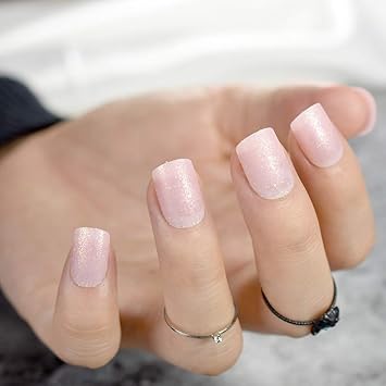 Amazon Com Light Pink Natural Uv Acrylic Nails Short Full Cover Round Uv Fake Artificial Art Tips Lady Manicure Tool With Glue Sticker Z768 Light Pink Beauty Personal Care