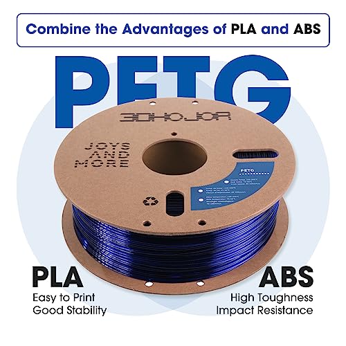 Image of 3DHoJor PETG Filament 1.75mm, PETG 3D Printing Filament, 2.2 LBS (1KG) Cardboard Spool, Fit Most FDM 3D Printer,Blue