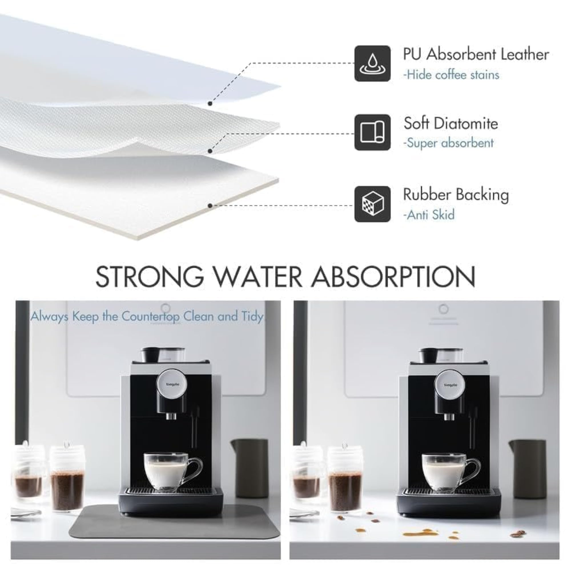 Grey Dish Drying Mat, Kitchen Essential