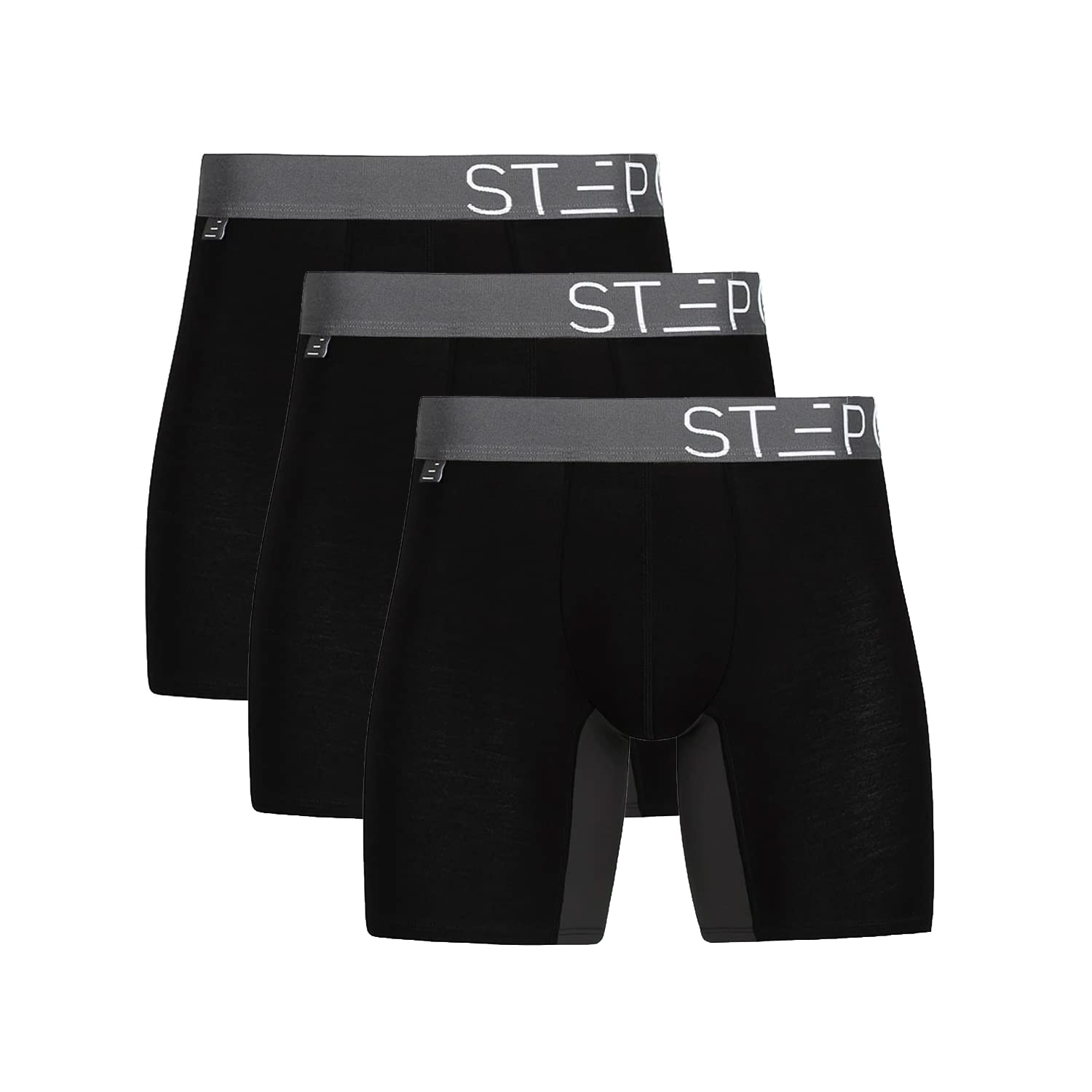 STEP ONEMens Boxers Shorts Multipack, Anti Chafing Underwear Mens, Moisture-Wicking Bamboo Boxers Mens, 3D Pouch + Chafe-Reducing Mens Underwear. Fabric Made from Organic Bamboo - Boxer Shorts Men