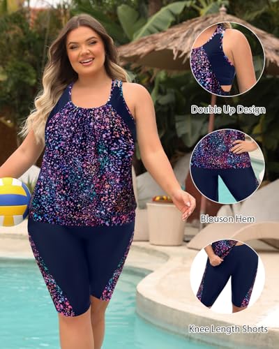 Daci Women Plus Size Tankini Swimsuit - Tummy Control 2 Piece Bathing Suit with High Waisted Capris Shorts 2025 Swimwear2