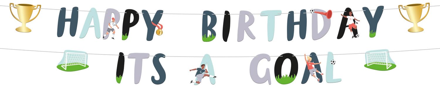 Folat 27570 Football Blue Green Letter Garland Set - Fantastic Football - 1.5 m - Football Birthday Decoration for Children Boys and Girls Party Decoration