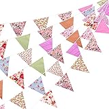 kleine wimpel girlande basteln Menge: Es gibt 42 Stück Anhänger Flaggen mit 14 verschiedenen floralen Designs (Blumen, Punkte und Streifen) gedruckt auf Baumwollstoff Stoff und jedes Muster wiederholt sich drei.