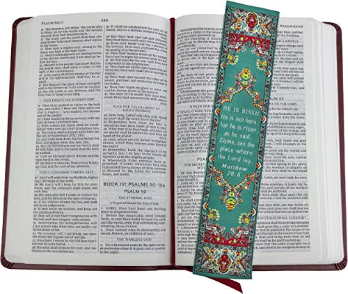 He Is Risen, Woven Fabric Christian Easter Bookmark, Jesus Is Alive Silky Soft Matthew 28:6 Flexible Bookmarker For Novels Books And Bibles, Traditional Turkish Woven Design, Memory Verse Gift #TOP1
