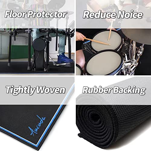 Aucuda Drum Rug, 4X6Ft Drum Mat, Tightly Woven Fabric Drum Set Carpet With Non-Slip Grip Bottom, Electric Drum Accessories For Studio, Soundproof Rug For Piano, Guitar, Record, Drummer Gift For Men. #TOP3