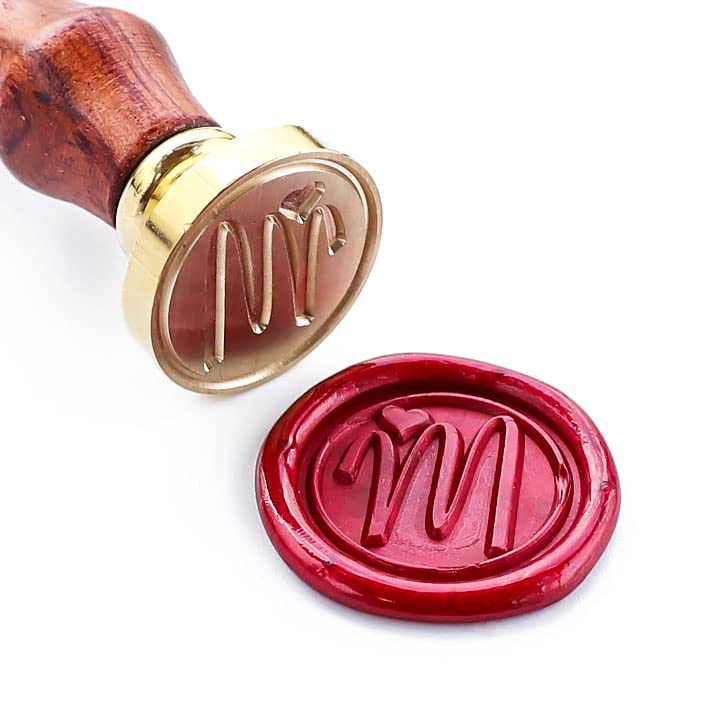 Miniatura 2 de Sello de cera, alfabeto inicial M con sello de corazón con mango de palisandro, decoración en embalajes, invitaciones, sobres, tarjetas, libro para