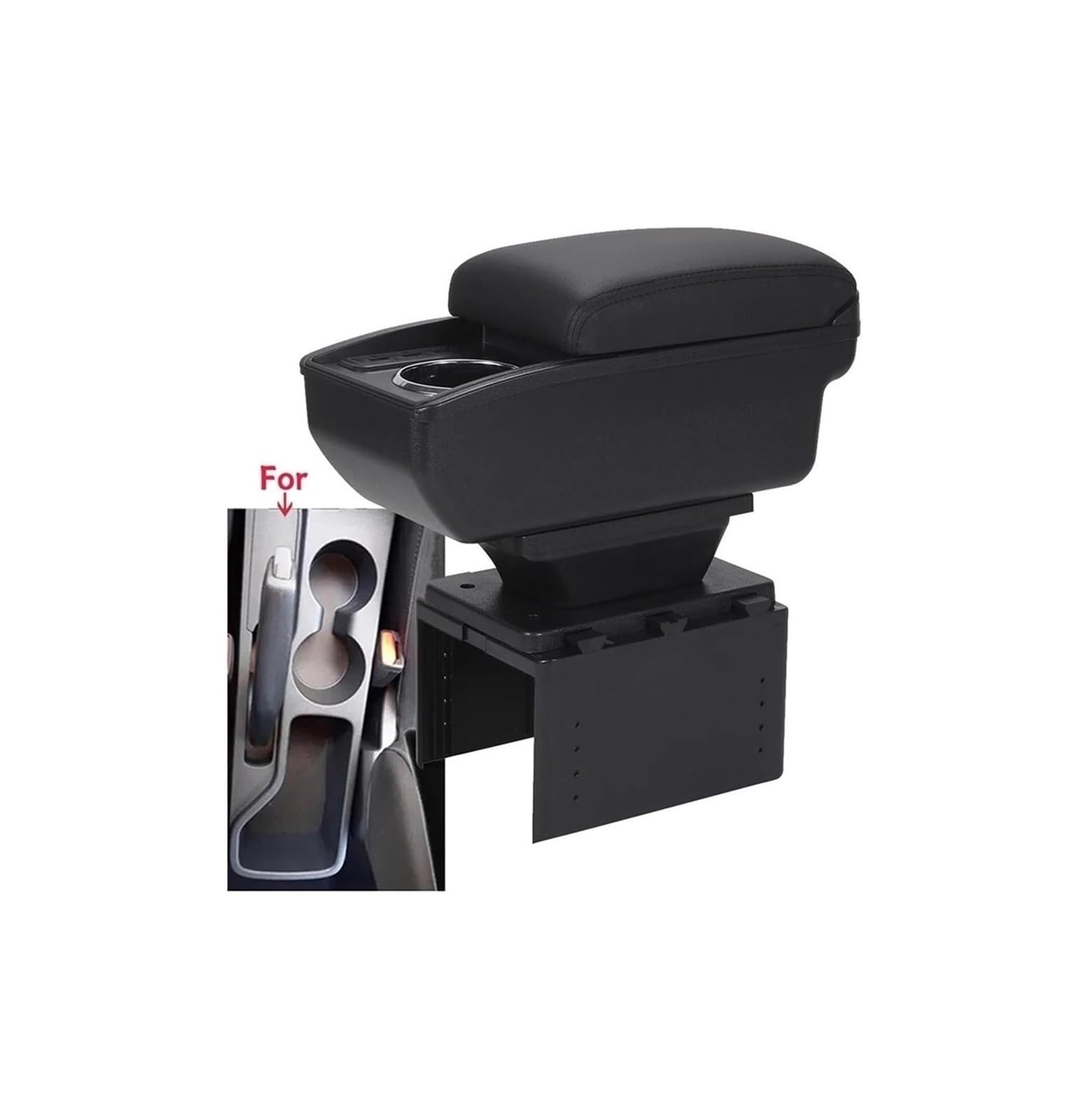 Hckclmbmzw B1 Black Red 6Usb For Hyundai I20 2021 2022 2023 2024 Interior Parts Center Console Car Storage Box Auto Accessories Armrest Car Armrest Center Console(B1 Black Red 6Usb)