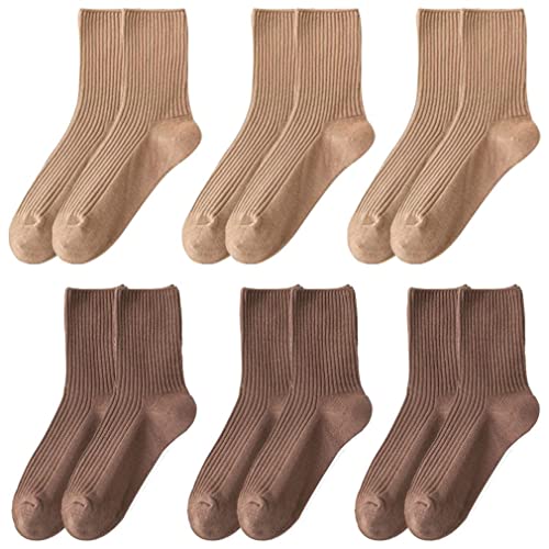 Image of MarJunSep Womens Cute Crew Socks Neutral Cotton Slouchy Loafer Boot Dress Socks Women Girls Granola Essentials