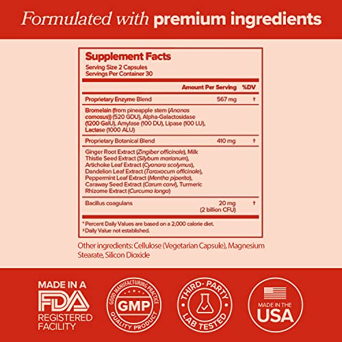 Gogo Bloating & Gas Digestive Relief, 30 Servings (Pack Of 3) - Supplements With Digestive Enzymes, Bromelain, Ginger Root, & Milk Thistle - Supports Bloating Relief & Reduces Water Retention #TOP6