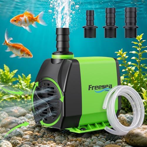 FREESEA Small Pond Pump with Hose: 45w 800gph Adjustable Flo...