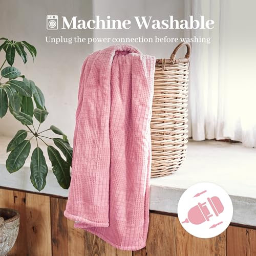 Electric Blanket Queen Size 84''X90'' - Heated Blanket with Dual Control Fast Heating 10 Heating Levels & 10 Hours Auto Off,ETL Certified Machine Washable (Light Pink)