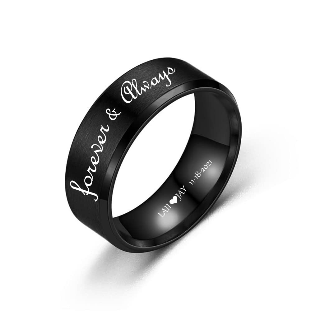 Personalized Matching Rings For Couples Stainless Steel Promise