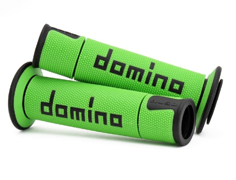 Puños de Goma Dominó para manillares de Motos de Carretera, pitbike, Trial (Verde Neon)