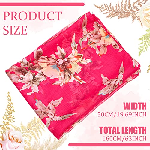 Sureio 6 Pcs Scarves for Women Lightweight Summer Floral Print Pattern Scarf for Women Dressy Long Thin Scarf Shawl(Chic Style)2