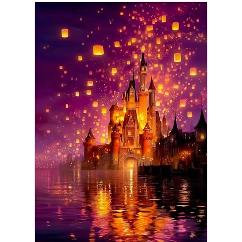 Magical Castle Diamond Painting Kits for Adults Full Drill Lanterns Diamond Art Kits for Beginners Round 5D DIY Diamond Dots Paintings Diamonds Pictures Gem Art and Crafts Home Decor 12x16 inch