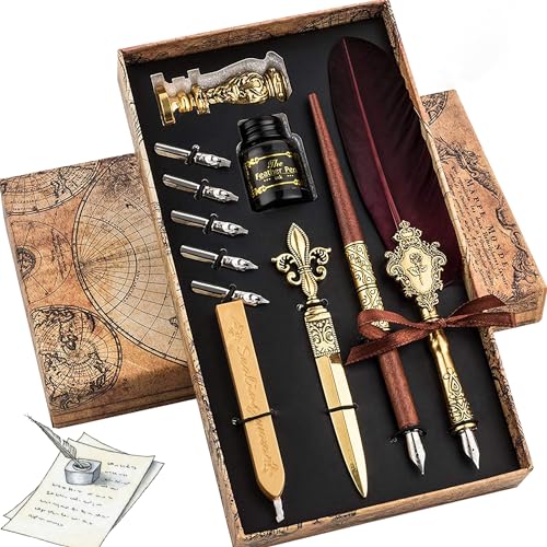 XUBX Set Calligrafia Penna Piuma Rosso