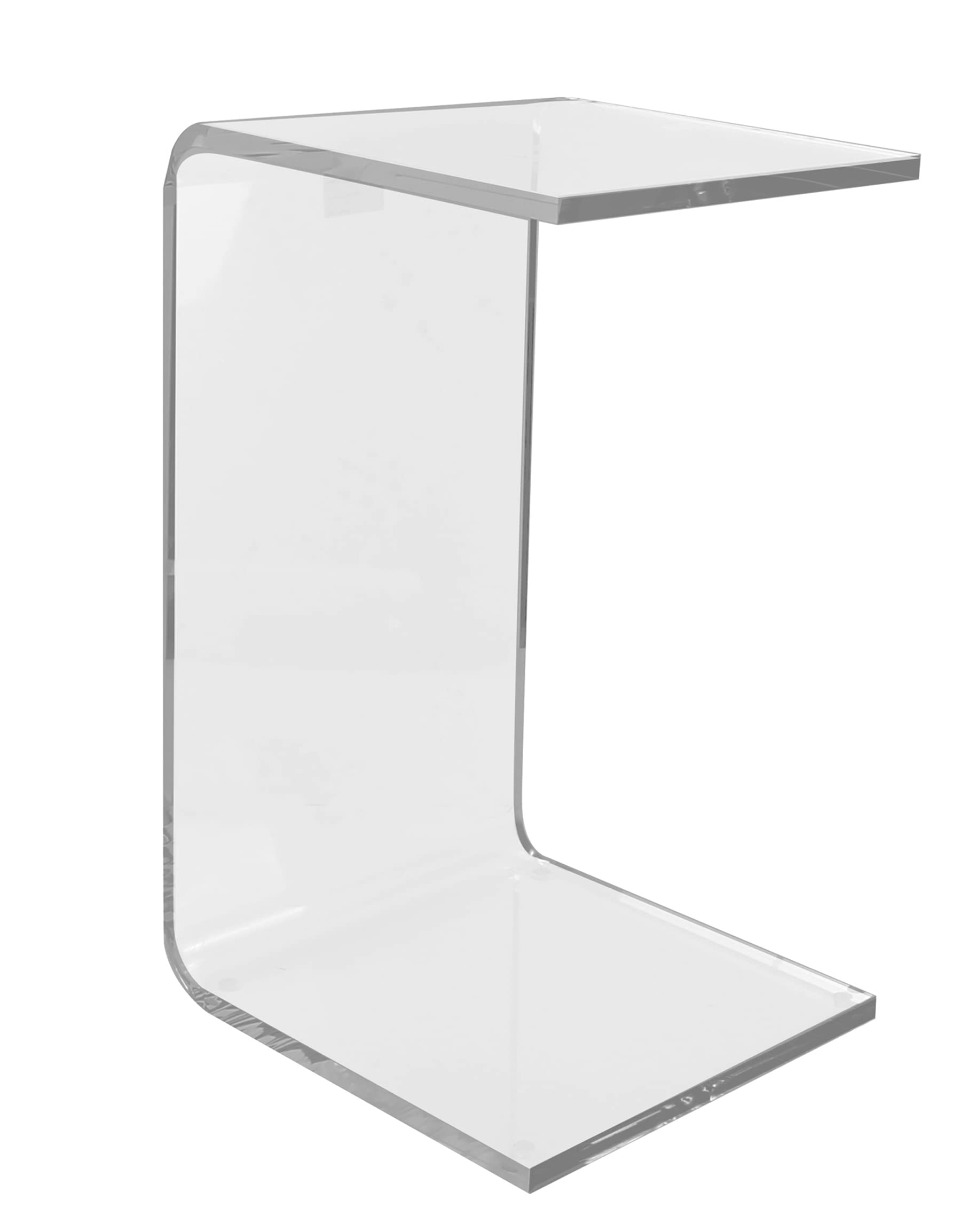 Designstyles C Shaped Side Table – Acrylic Side Table for Living Room, Bedroom & Home Office – Small End Table Holds Coffee Tray, Snack Bowls, Books,