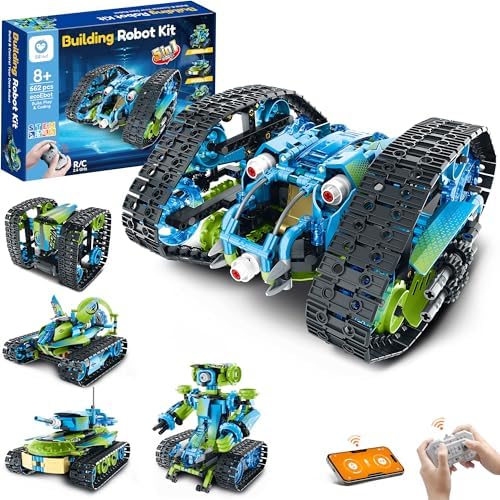 Sillbird Robot Car Building Kit with Remote Control STEM Gifts for Boys Ages 8-14, Technic Coding Stunt Racer Toys for Kids Birthday, Buildable 5in1 Models with 662 Pieces