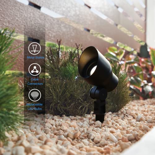 Goodsmann Low Voltage Landscape Flood Light 3W Led 200 Lumen Outdoor Spotlight 3000K Warm White Replaceable Mr11 Led Outside Hardwired Lighting With Metal Stake Cable Connector Replaceable #TOP4