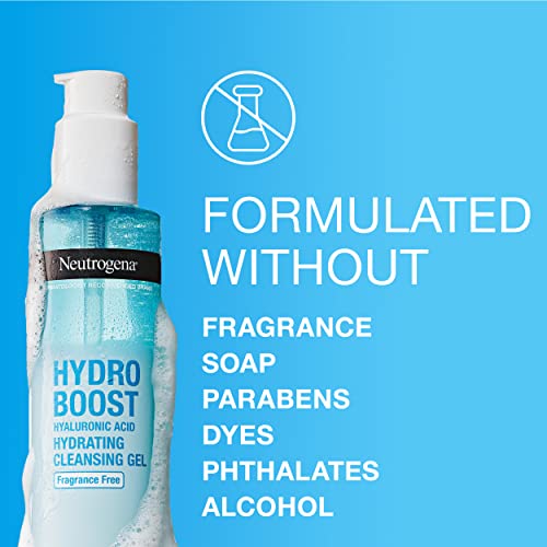 Neutrogena Hydro Boost Fragrance-Free Hydrating Facial Cleansing Gel With Hyaluronic Acid, Daily Foaming Face Wash Gel & Makeup Remover, Lightweight, Oil-Free & Non-Comedogenic, 5.5 Fl. Oz #TOP1