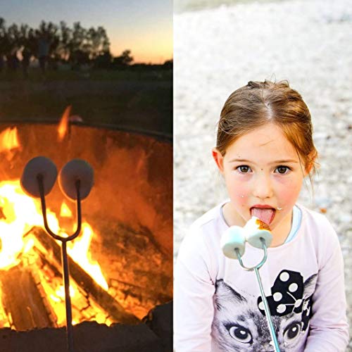 Sumpri Marshmallow Roasting Sticks, Smores Skewers Telescoping Rotating Forks Set Of 6 Hot Dog Fire Pit Outdoor Fireplace Campfire Accessories-6 Multicolored 34 Inch Extendable Steel Fork Camping Kit #TOP4