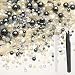 Bouiexye 80g Mix Flatback Pearls and Rhinestones for Crafts Silver Gray White Mixed Size 2mm-10mm Half Round Pearls Rhinestones for Nail Art Tumblers Shoes DIY Bedazzling with Tweezers Wax Pen