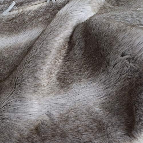 Deluxe Grey Brown Multi Colors,Grey Stripe and Beige Grey Mixted Color Faux Fur,Extra Large Christmas Tree Skirt -42inch