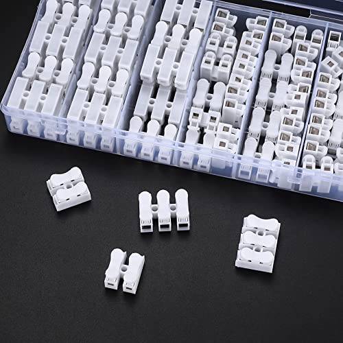 QOOSIKICC 65 Stück Lüsterklemmen Steckbar, CH2 Kabelklemmen Elektro, Kabel Verbindungsklemme, Schnellverbinder Kabel, Elektroklemmen Schraubbar, Elektrische Kabelverbinder, 2 Pin Push Drahtklemmen