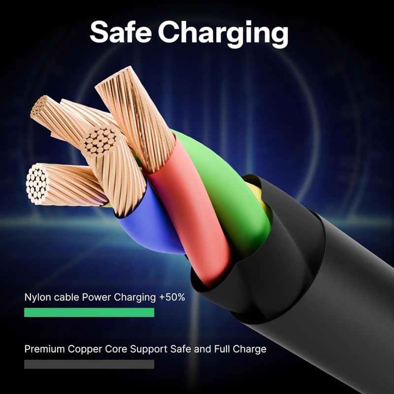 Image of ultra fast charging cable for onePlus Nord 2 8GB RAM usb 3A Durable, Tangle-Free, Data Transfer 480Mbps Safe Charging with Overvoltage Protection Quick , Dash , pd charger cablee -NE BLACK