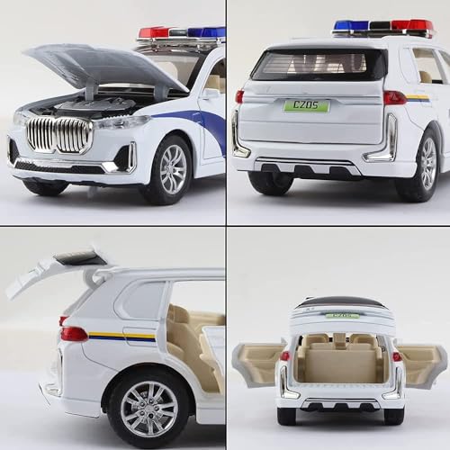 Image of 1:32 B-M-W X7 Police Model Diecast Metal Pullback Toy car with Openable Doors & Light, Music Boys car for Kids Best Toys Gifts Toys for Kids (White)