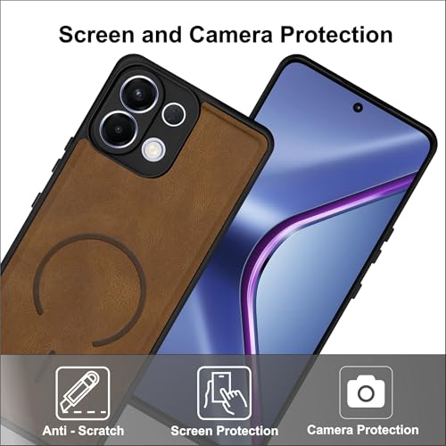 Image of SBMS Back Cover for Oppo K13 5G | Ultra Slim Soft Rubberised Hard Case | Oil Feel Soft Leather Back | Mag-Safe Design (Mag-Safe Not Support) | Camera Protection Case for Oppo K13 5G (Brown)