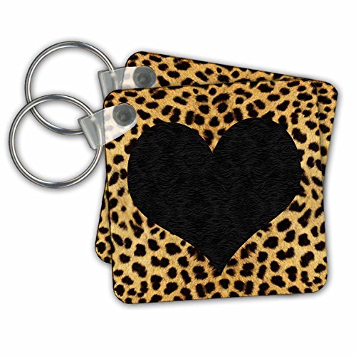 Porte-clés guépard 3drose cœur noir lot de 2 idéal pour offrir