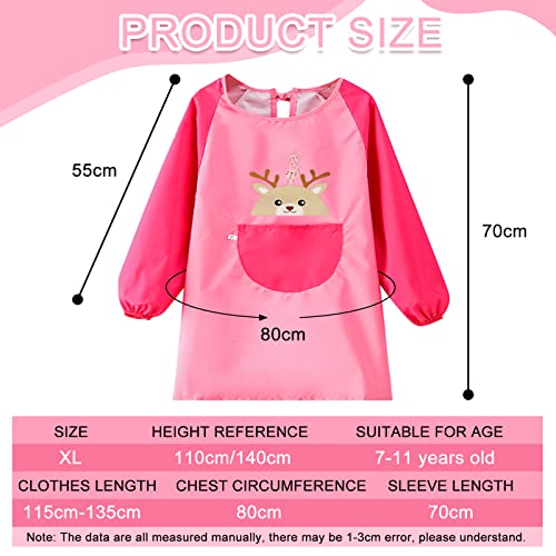 ENAIAH Malschürze Kinder Wasserdicht Malkittel mit Ärmeln für Schule Kunst Malerei Kochen Essen Labor 2-8 Jahre (Rosa)