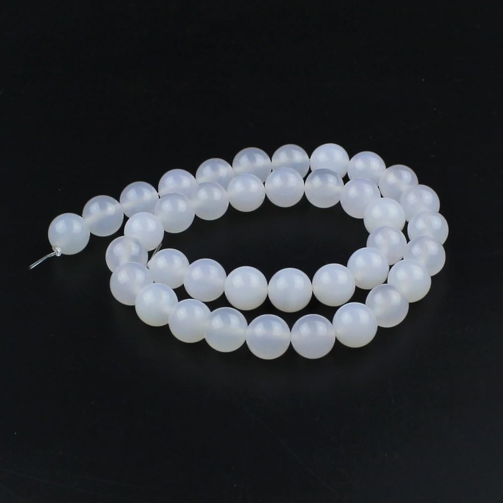 MJDCB Natural Round Stone Beads 4mm White Agate Loose Gemstone Beads for Jewelry Making Bracelet Necklace 85pcs - Image 2