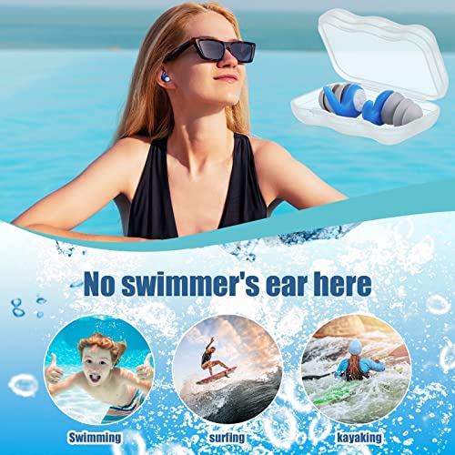 Kanayu 6 Pairs Swimming Ear Plugs For Adults Waterproof Silicone Swim Earplugs Reusable Comfy Earplugs For Swimming Surfing Diving Showering Water Sports, 6 Colors, Recommended For 12 Years Old Up #TOP5