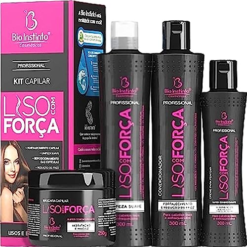 Bio Instinto Liso com For&ccedil;a - Kit para Cabelos Lisos e Enfraquecidos (4 Produtos)