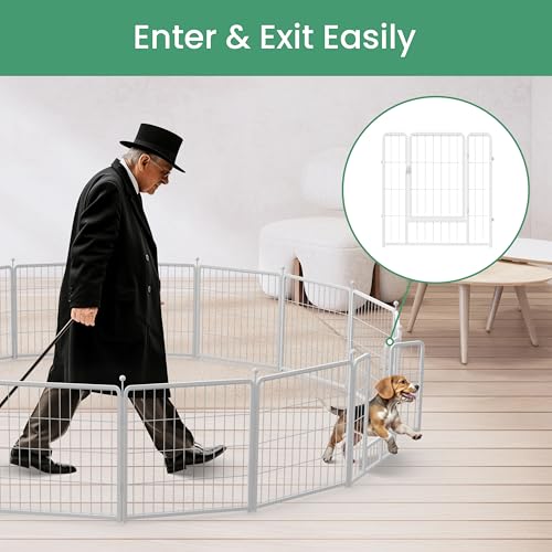 HealSmart Dog Playpen Indoor, Puppy Playpen Indoor Outdoor for Yard, Camping, RV, 24" Height 8 Panels Heavy Duty Dog Pen for Puppies/Small Dogs, White - Image 3