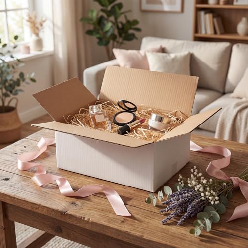 Image of RLAVBL 9x6x4 Shipping Boxes Set of 40, White Corrugated Cardboard Box for Packing, Mailing, Business
