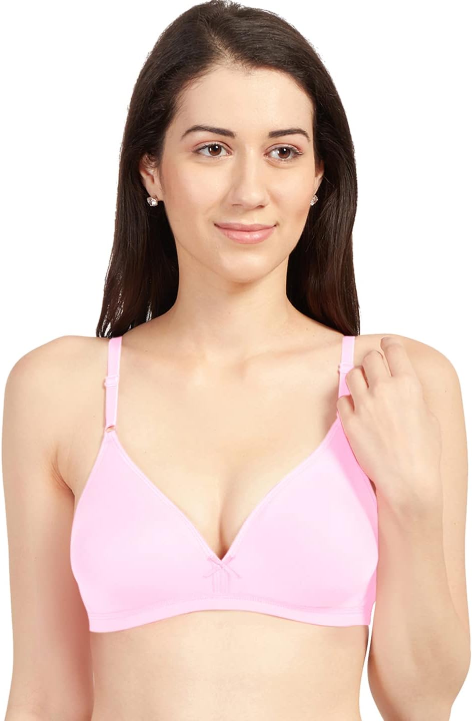Omania Womens Non-Padded Cotton Polyester Bras - Solid, Non-Wired, Medium Coverage, Hand Washable (Pack of 1) Pink
