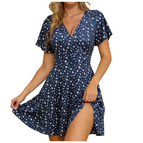 Robe été femme courte col en V fluide pour camoufler les rondeurs avec style
